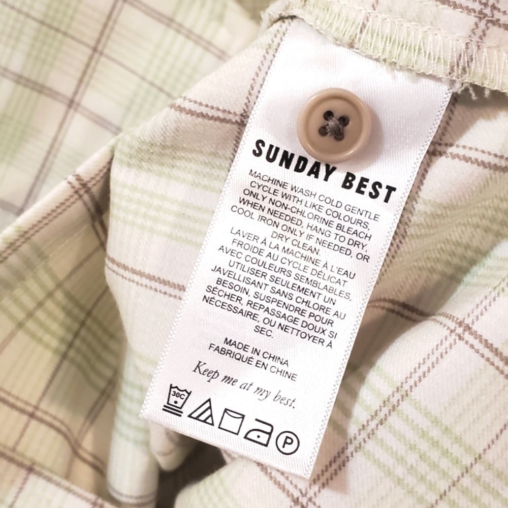 Aritzia Sunday Best - Green Plaid Tuesday Crop Button Notch Collar - Size M - Picture 6 of 7